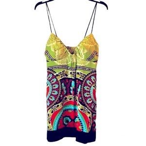 [single][Saks 5th Avenue] Vibrant 100% Silk Camisole Tunic (or Mini-Dress)